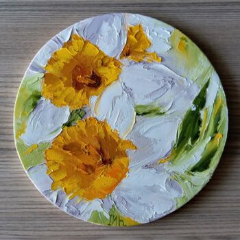 Pittura intitolato "Daffodils, oil pain…" da Iryna Khmelevska, Opera d'arte originale, Olio