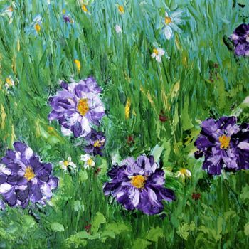 Pittura intitolato "Spring field, oil p…" da Iryna Khmelevska, Opera d'arte originale, Olio