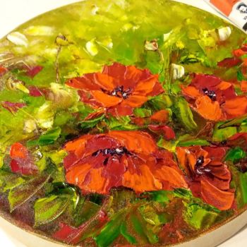 Malerei mit dem Titel "Poppies, oil on rou…" von Iryna Khmelevska, Original-Kunstwerk, Öl