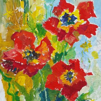 Ζωγραφική με τίτλο "тюльпани" από Ірина Кіндрицька, Αυθεντικά έργα τέχνης, Γκουάς