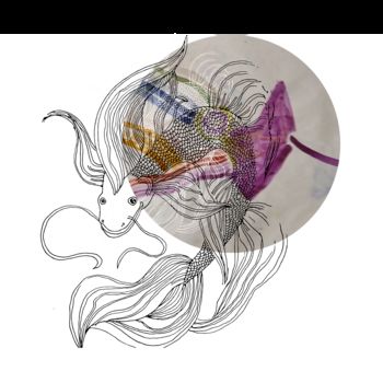 Рисунок под названием "Fish Soul" - Irina Kromm, Подлинное произведение искусства, Гелевая ручка