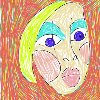 Schilderij getiteld "Мэрилин Монро" door Irina Kromm, Origineel Kunstwerk, Digitaal Schilderwerk Gemonteerd op Houten paneel