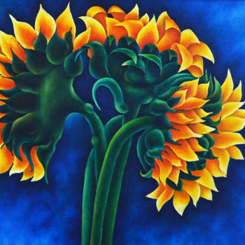Painting titled "Sunflowers" by Irina Laskin, Original Artwork, Oil