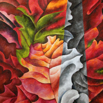Painting titled "Leaves" by Irina Laskin, Original Artwork, Oil