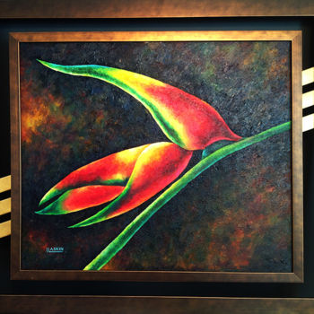 Malerei mit dem Titel "Bird-of-paradise" von Irina Laskin, Original-Kunstwerk, Öl