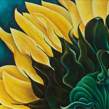 Painting titled "Sunflower" by Irina Laskin, Original Artwork, Oil