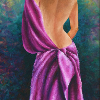 Painting titled "Lady in purple" by Irina Laskin, Original Artwork, Oil