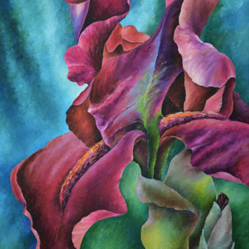 Schilderij getiteld "Iris" door Irina Laskin, Origineel Kunstwerk, Olie