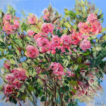Картина под названием "Pink Roses II" - Irina Laube, Подлинное произведение искусства, Акрил