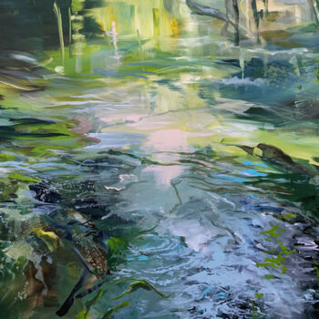 Malerei mit dem Titel "Forest brook I" von Irina Laube, Original-Kunstwerk, Acryl