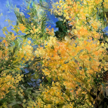 Pittura intitolato "Mimosa flowers" da Irina Laube, Opera d'arte originale, Acrilico