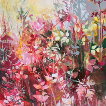 Schilderij getiteld "Pink garden" door Irina Laube, Origineel Kunstwerk, Acryl