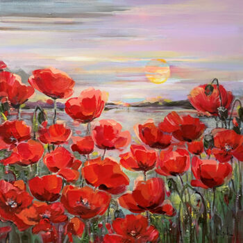 Картина под названием "Poppy flowers II" - Irina Laube, Подлинное произведение искусства, Акрил