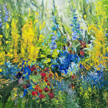 Painting titled "Summer garden I" by Irina Laube, Original Artwork, Acrylic