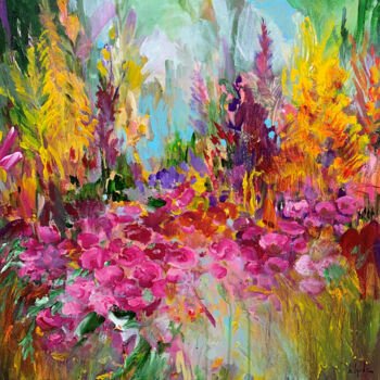 Painting titled "Summer garden IX" by Irina Laube, Original Artwork, Acrylic