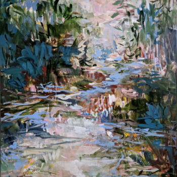 Painting titled "Forest creek" by Irina Laube, Original Artwork, Acrylic