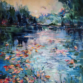 Painting titled "At the pond IV" by Irina Laube, Original Artwork, Acrylic