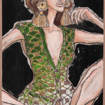 Disegno intitolato "Beautiful woman in…" da Irina Matiash, Opera d'arte originale, Acrilico