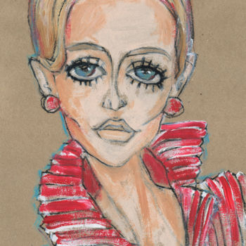 Dessin intitulée "TWIGGY, fashion ill…" par Irina Matiash, Œuvre d'art originale, Acrylique