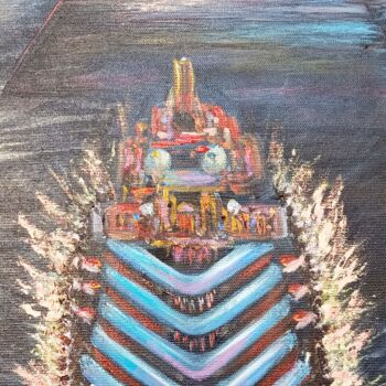 Ζωγραφική με τίτλο "A huge yacht starte…" από Irina Minevich, Αυθεντικά έργα τέχνης, Λάδι