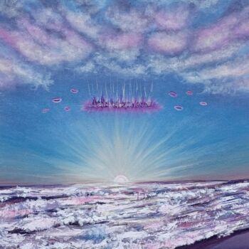 Painting titled "Sunset over the sea…" by Irina Minevich, Original Artwork, Oil