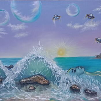 Painting titled "Living planet earth…" by Irina Minevich, Original Artwork, Oil