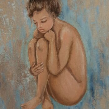 Картина под названием "Nude girl in sadnes…" - Irina Oleynik, Подлинное произведение искусства, Масло