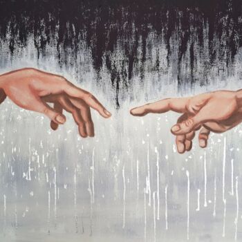 Painting titled ""Hand to hand", Han…" by Irina Oleynik, Original Artwork, Oil