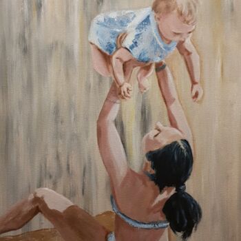 Painting titled ""With mom." Woman a…" by Irina Oleynik, Original Artwork, Oil