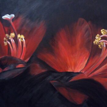 Pittura intitolato "Painting red tulips…" da Irina Oleynik, Opera d'arte originale, Olio