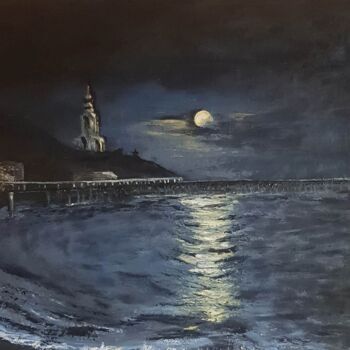 Schilderij getiteld "Painting "Night sea…" door Irina Oleynik, Origineel Kunstwerk, Acryl