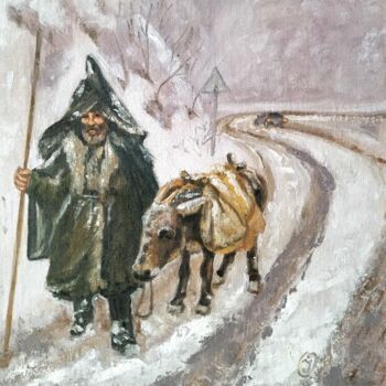 Painting titled "Painting An old man…" by Irina Oleynik, Original Artwork, Oil