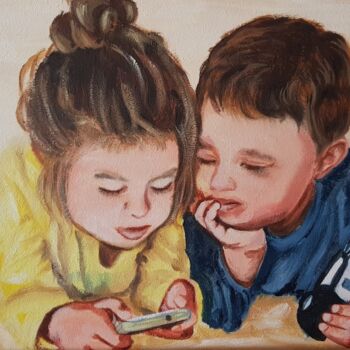 Картина под названием "Painting Child with…" - Irina Oleynik, Подлинное произведение искусства, Масло