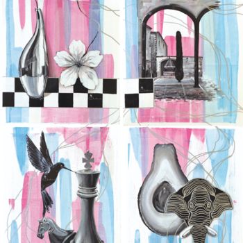 Malerei mit dem Titel ""Chess"" von Irina Ozolina, Original-Kunstwerk, Acryl