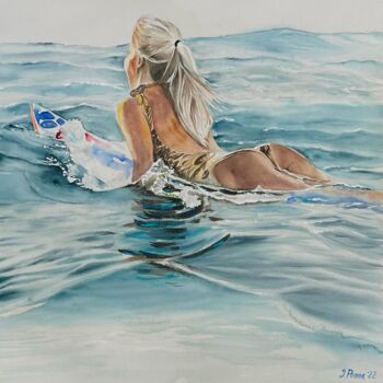 Pintura titulada "Surfer" por Irina Ponna, Obra de arte original, Acuarela