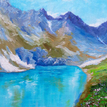 Картина под названием "Mountain landscape,…" - Ирина Прокофьева, Подлинное произведение искусства, Масло Установлен на Дерев…