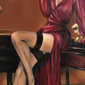 Картина под названием "Jacqueline" - Irina R, Подлинное произведение искусства, Масло Установлен на Деревянная рама для носи…