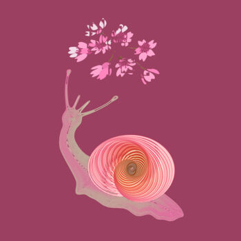 Digitale Kunst mit dem Titel "Pink snail" von Irina Ryzkova (Ira Go), Original-Kunstwerk, 2D digitale Arbeit