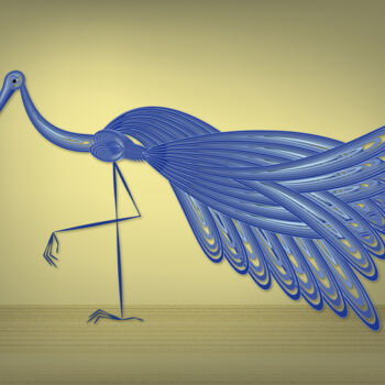Digitale Kunst getiteld "Blue bird of happin…" door Irina Ryzkova (Ira Go), Origineel Kunstwerk, 2D Digital Work