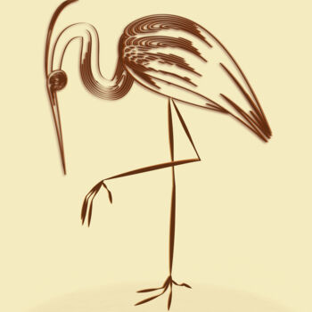 Artes digitais intitulada "Heron. Sepia and um…" por Irina Ryzkova (Ira Go), Obras de arte originais, Trabalho Digital 2D