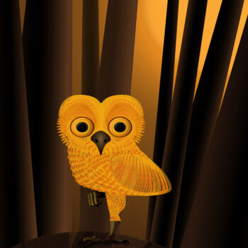 Digital Arts titled "Golden owl" by Irina Ryzkova (Ira Go), Original Artwork, 2D Digital Work