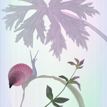 Digital Arts titled "Enchanted snail" by Irina Ryzkova (Ira Go), Original Artwork, 2D Digital Work