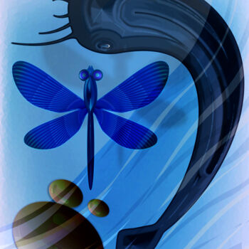 Digitale Kunst getiteld "Dragonfly and catfi…" door Irina Ryzkova (Ira Go), Origineel Kunstwerk, 2D Digital Work
