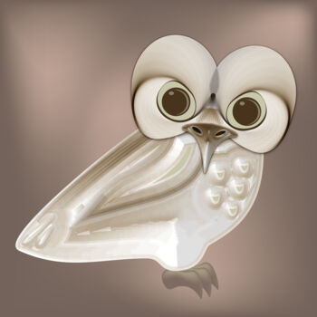 Digitale Kunst getiteld "Little brown owl" door Irina Ryzkova (Ira Go), Origineel Kunstwerk, 2D Digital Work