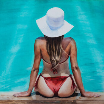 Картина под названием "Poolside" - Irina Schulz (shu.aniri), Подлинное произведение искусства, Акварель