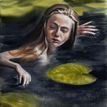 Картина под названием "Waternymph" - Irina Schulz (shu.aniri), Подлинное произведение искусства, Акварель