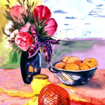 数字艺术 标题为“Flowers fruits honey” 由Irina Shilina Canvas, 原创艺术品, 水彩