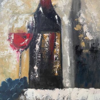 Картина под названием "Натюрморт Вино" - Irina Shitova, Подлинное произведение искусства, Масло