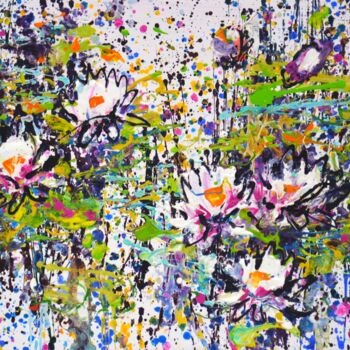 Malarstwo zatytułowany „Water Lilies 3.” autorstwa Irina Sidorovich, Oryginalna praca, Akryl Zamontowany na Karton
