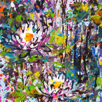 "Water Lilies 4" başlıklı Tablo Irina Sidorovich tarafından, Orijinal sanat, Akrilik Ahşap Sedye çerçevesi üzerine monte edi…